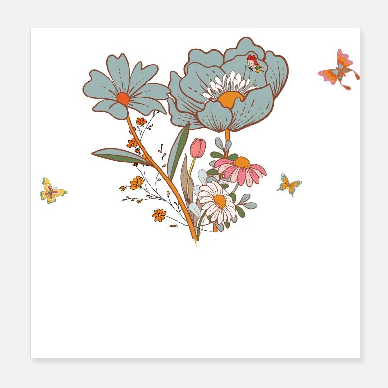 Astronaut mit Retro-Blumen - Geschenkidee Poster 20x20 cm