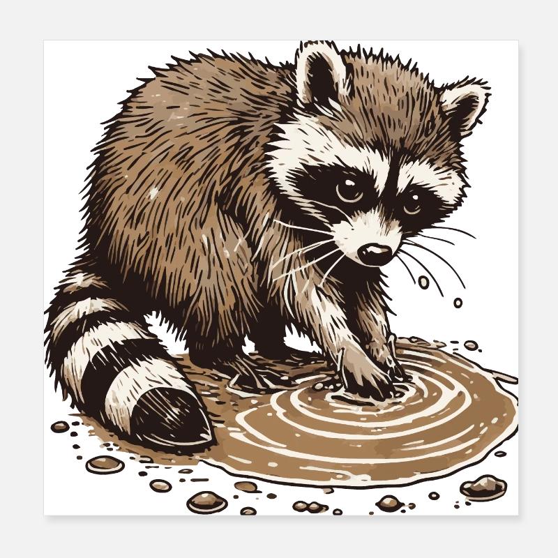 Raton laveur Poster 20 x 20 cm