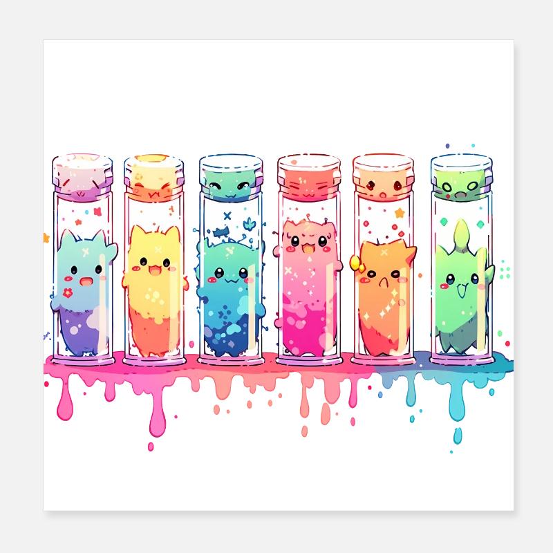 Funny Chemistry Science Chemist Test Tubes Poster 8" x 8" (20x20 cm)
