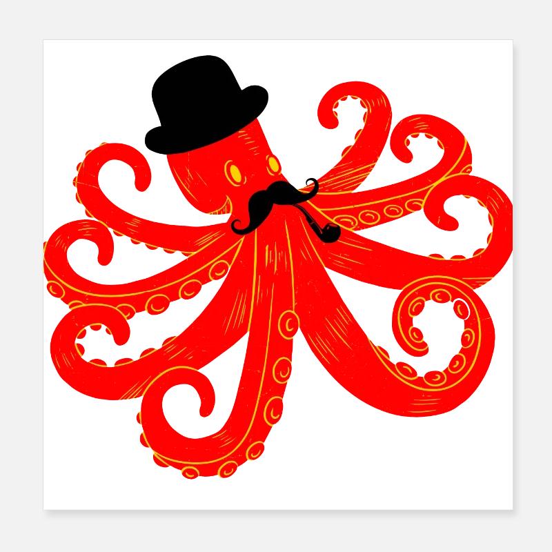 Gentleman pieuvre Poster 20 x 20 cm