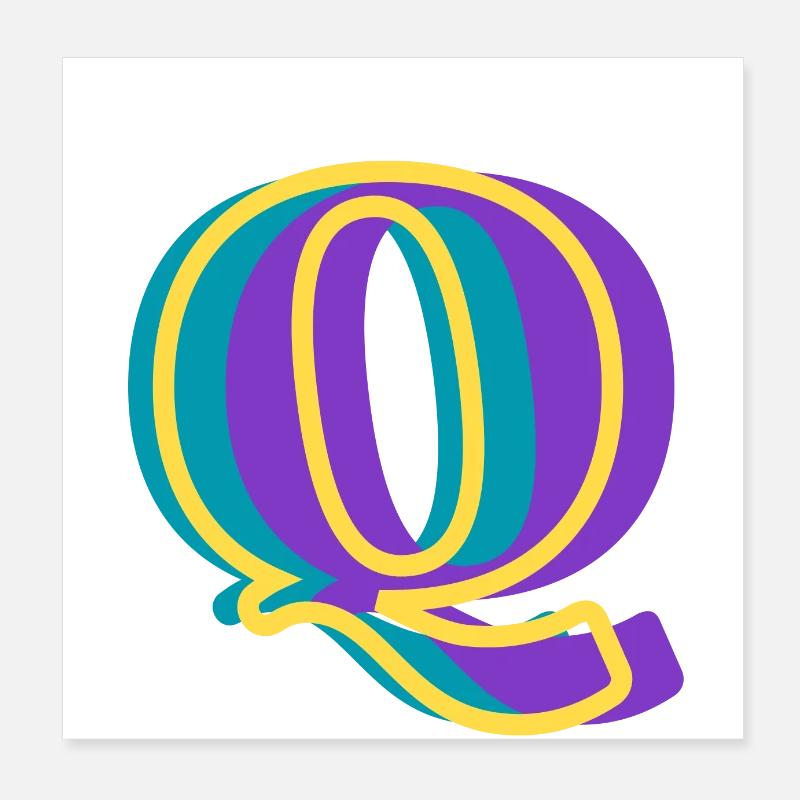Multicolored letter q Poster 8" x 8" (20x20 cm)