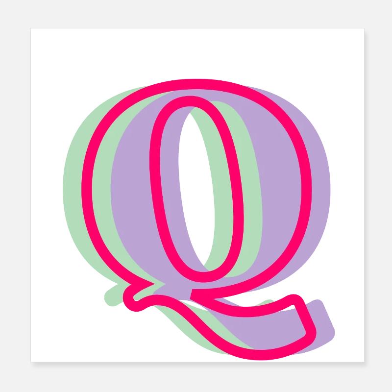 Lettre q multicolore Poster 20 x 20 cm