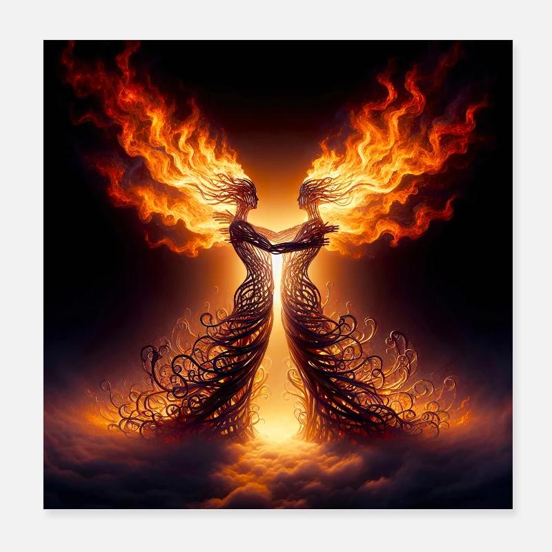 Twin Flames Poster 8" x 8" (20x20 cm)