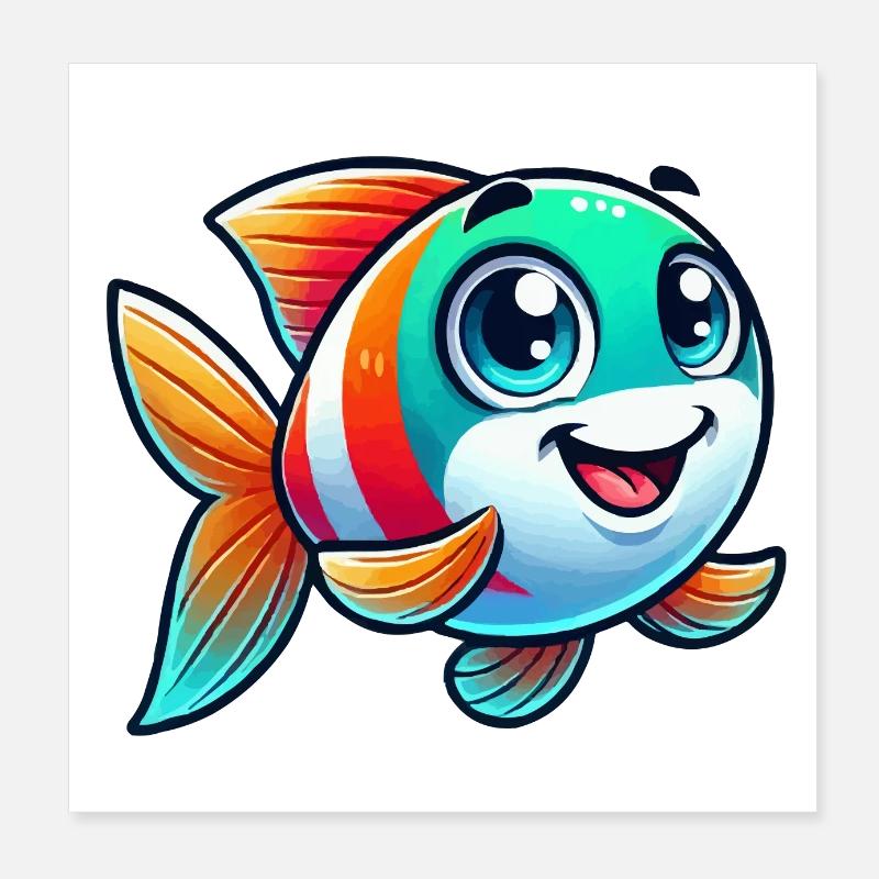 fish comic Poster 8" x 8" (20x20 cm)