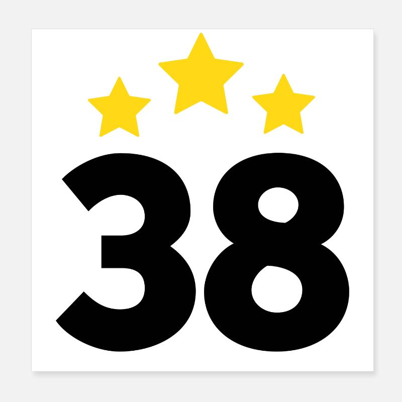 38 Years Star - 38th Anniversary Gift Poster 8" x 8" (20x20 cm)