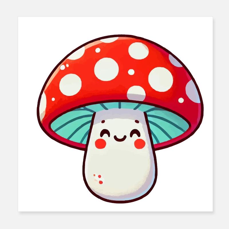dessin animé comique de champignons Poster 20 x 20 cm