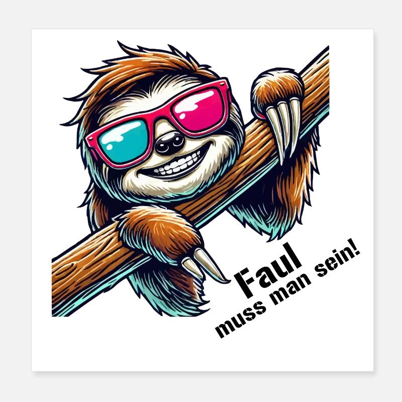 sloth sunglasses Poster 8" x 8" (20x20 cm)