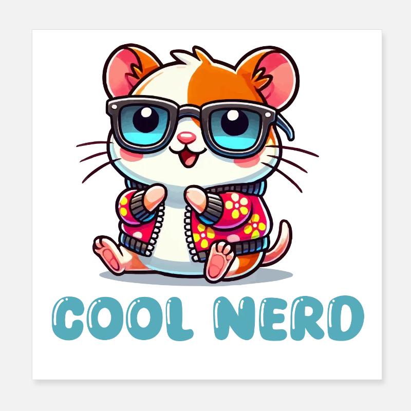 hamster bande dessinée cool nerd Poster 20 x 20 cm