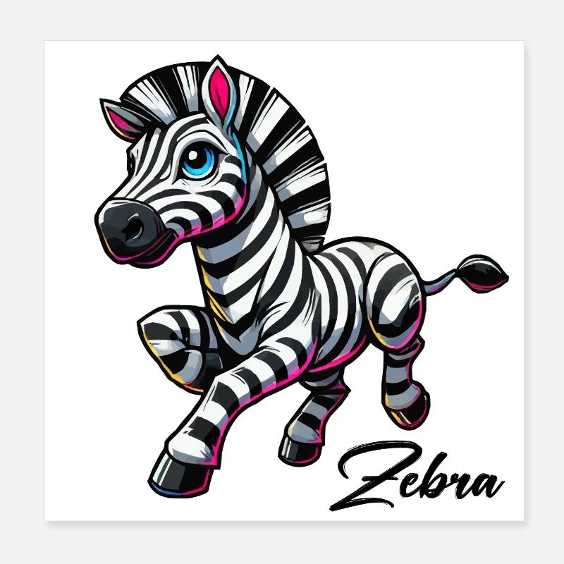 bande dessinée zèbre Poster 20 x 20 cm