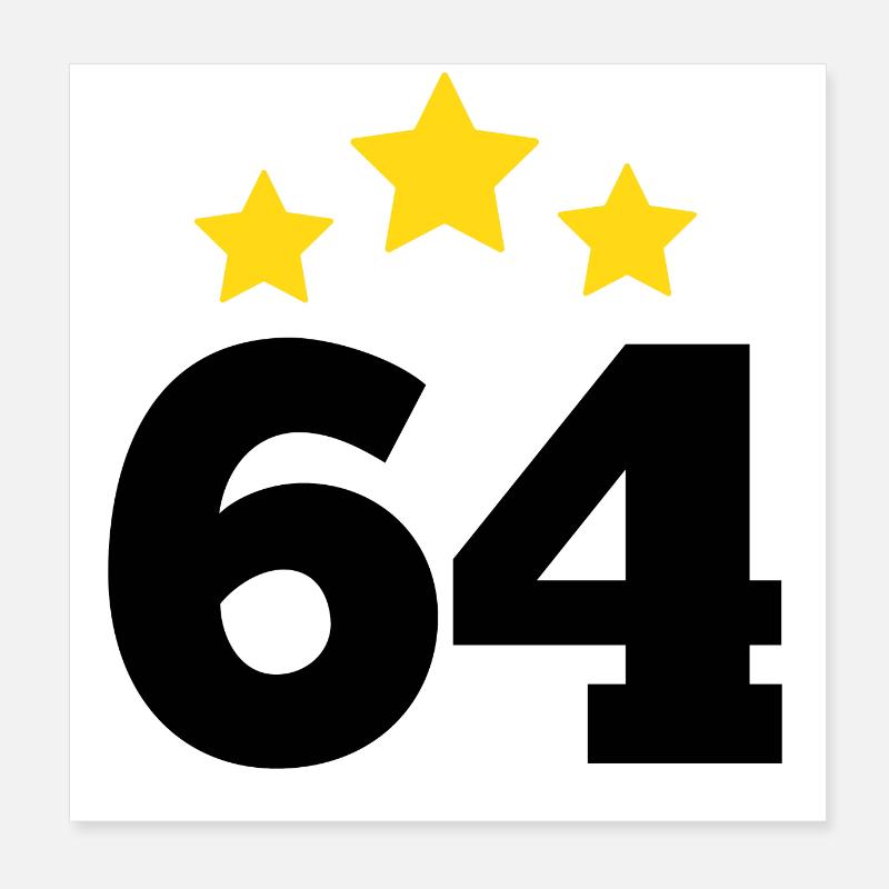 64 Years Star - 64th Birthday Gift Poster 8" x 8" (20x20 cm)