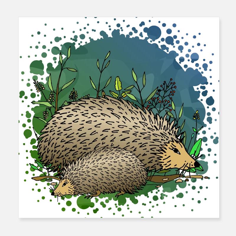 Hérissons Poster 20 x 20 cm