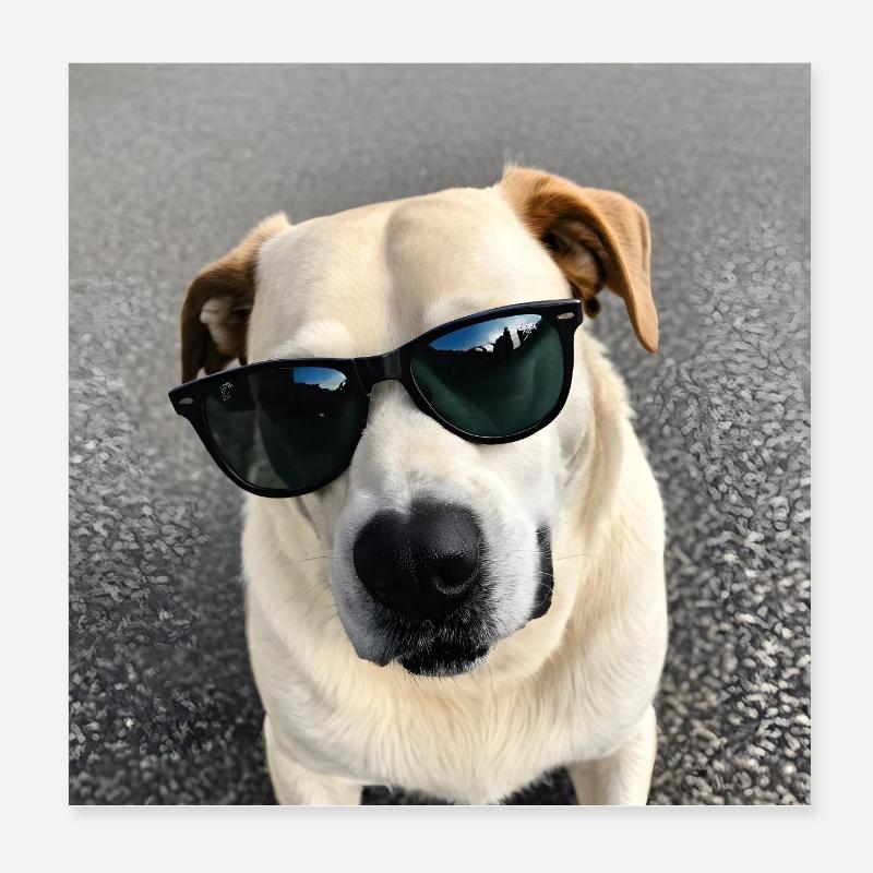Hund mit Sonnenbrille Poster 20x20 cm