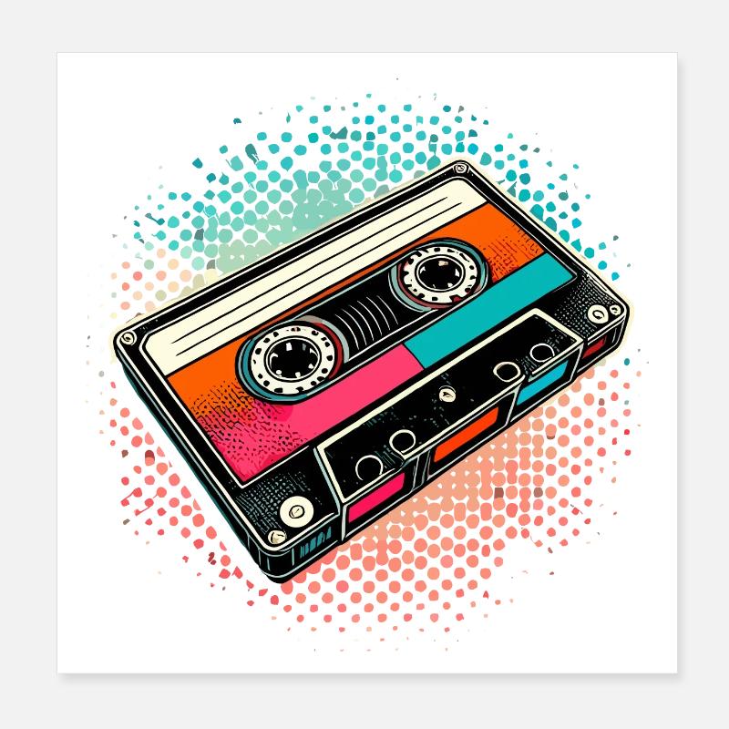 Compact Cassette Cassette Tape 90s Gift Poster 8" x 8" (20x20 cm)
