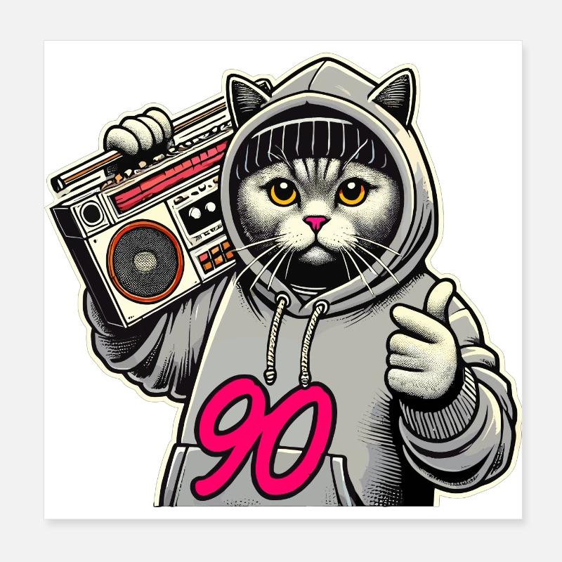 90 Ghettoblaster Britisch Kurzhaar Katze Geschenk Poster 20x20 cm