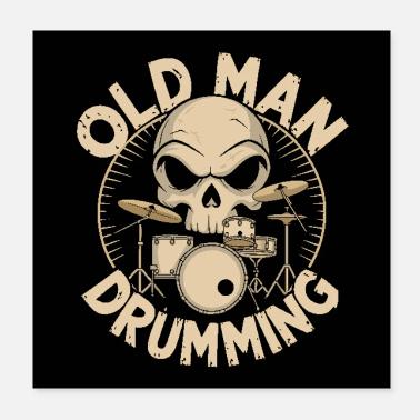 Il vecchio e rumoroso vecchio suona la batteria Poster 20x20 cm