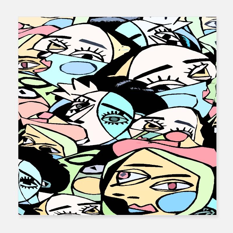 Crazy faces Poster 8" x 8" (20x20 cm)