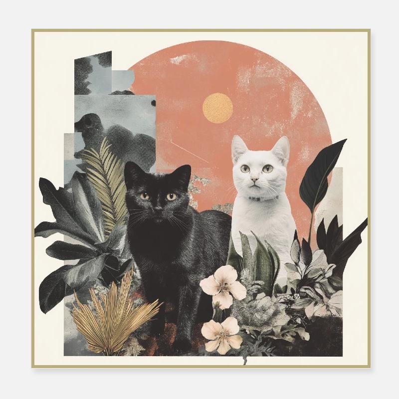 cats collage - Poster 8" x 8" (20x20 cm) - white