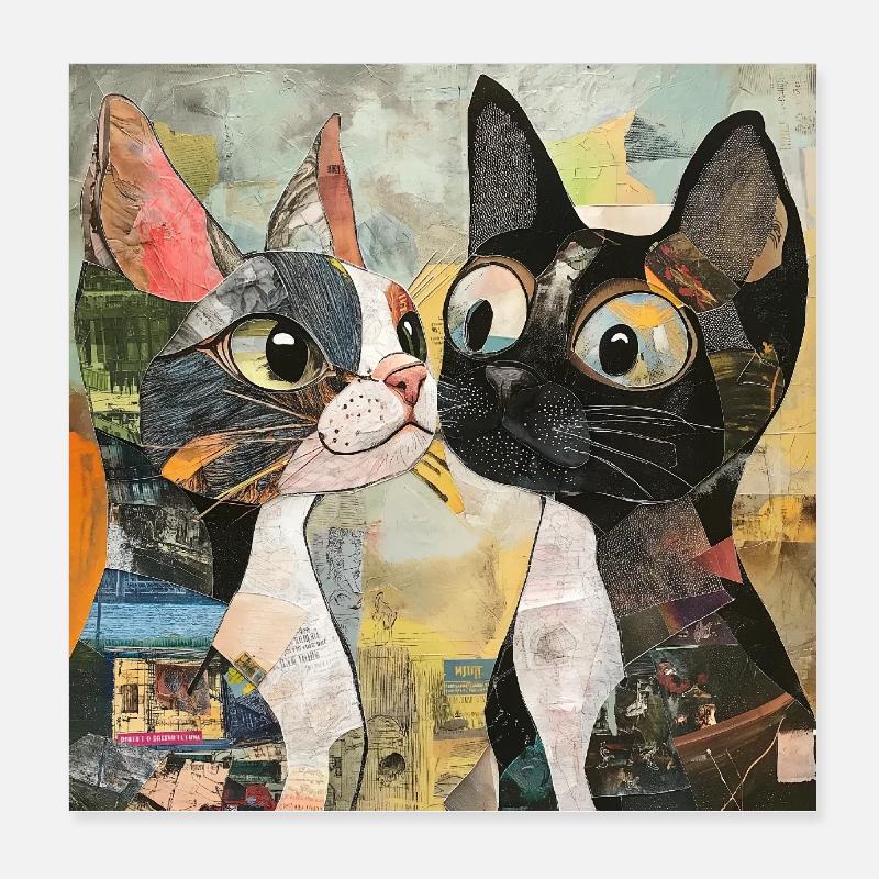 chat chats chat collage de chat Poster 20 x 20 cm