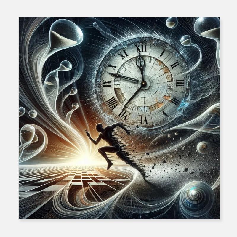 Die Zeit rennt Poster 20x20 cm