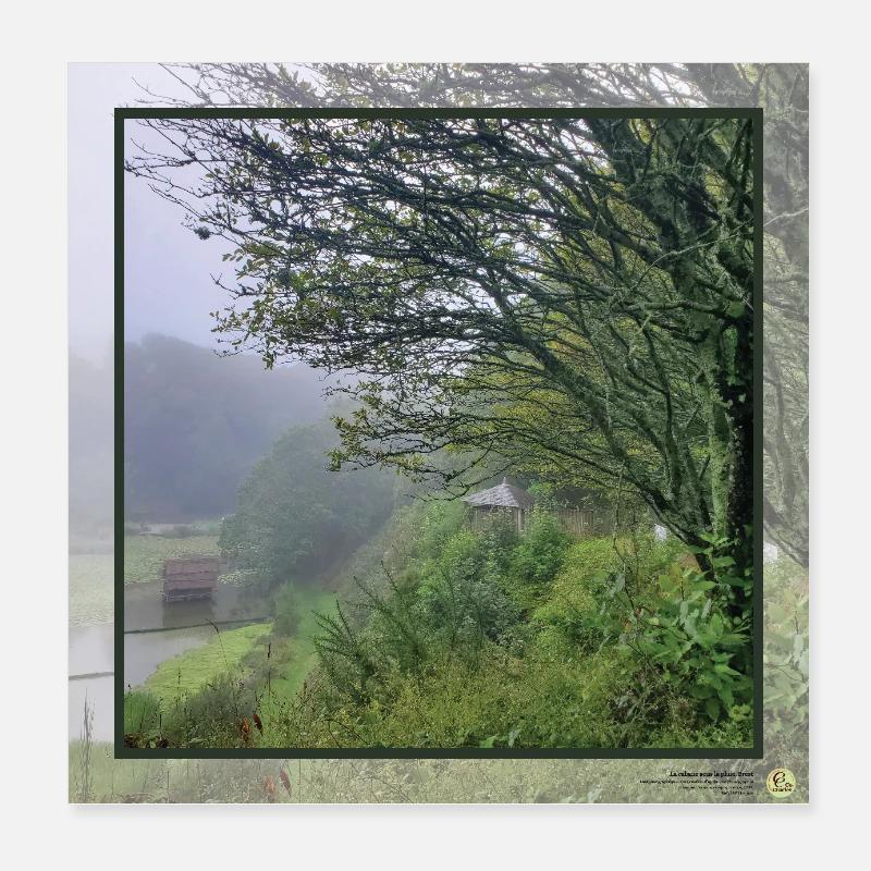 Die Hütte im Regen, Brest, quadratisches Format - Poster 20x20 cm - Weiß