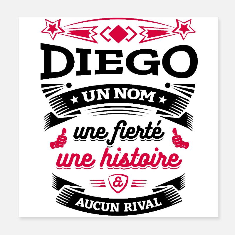 DIEGO UN NOM UNE FIERTÉ AUCUN RIVAL Poster 20 x 20 cm