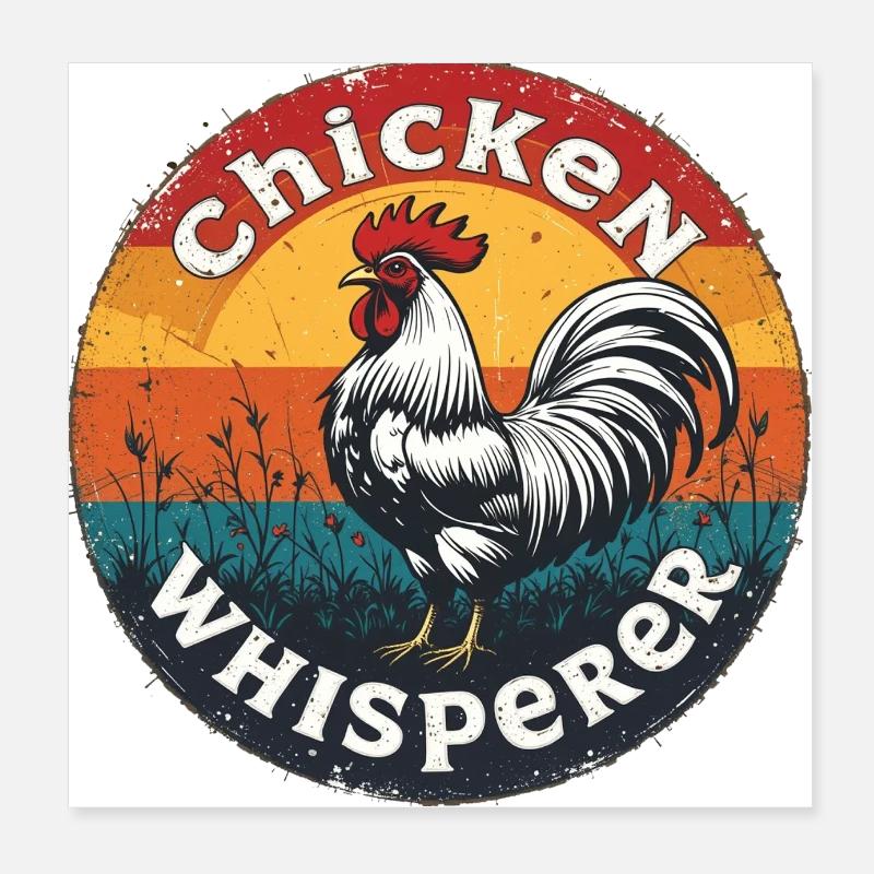 Hühnerflüsterer - chicken whisperer 090433 Poster 20x20 cm