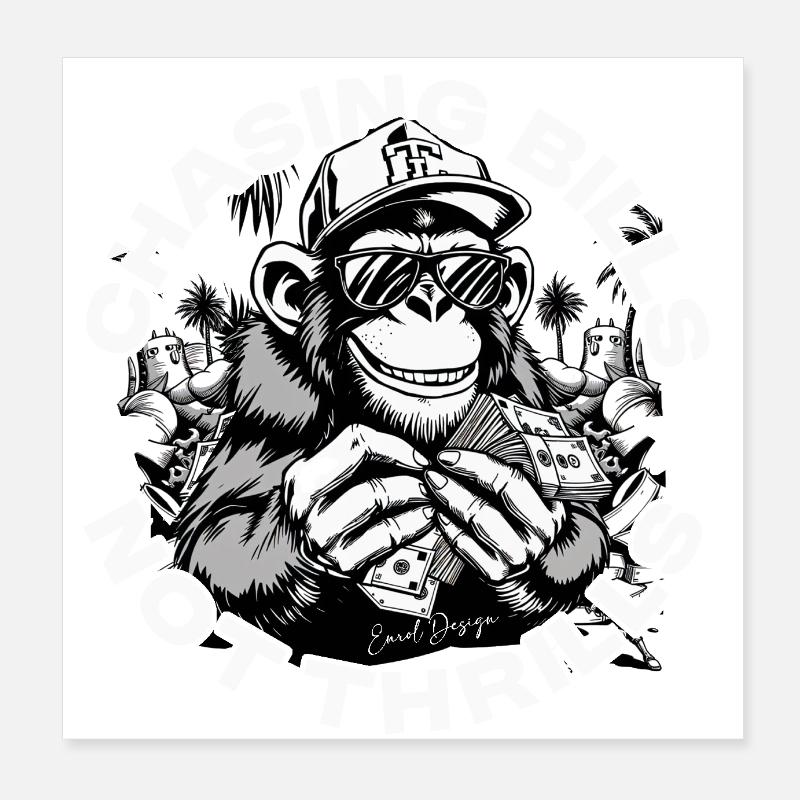 Money Ape White – Exclusivité EnrolDesign Poster 20 x 20 cm
