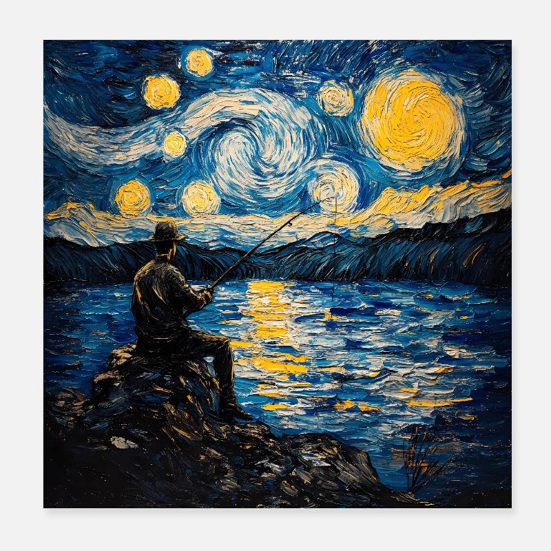 Pêcheur Van Gogh Poster 20 x 20 cm