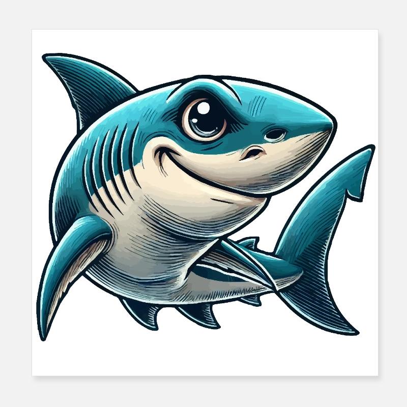 Bande dessinée requin Poster 20 x 20 cm