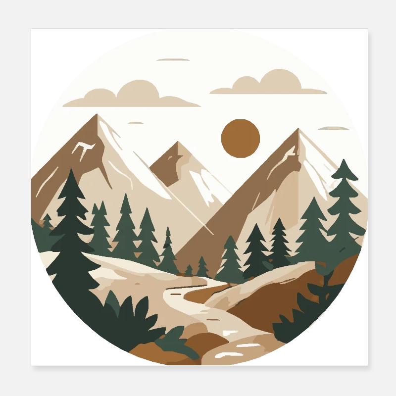 Mountain Hiking Poster 8" x 8" (20x20 cm)
