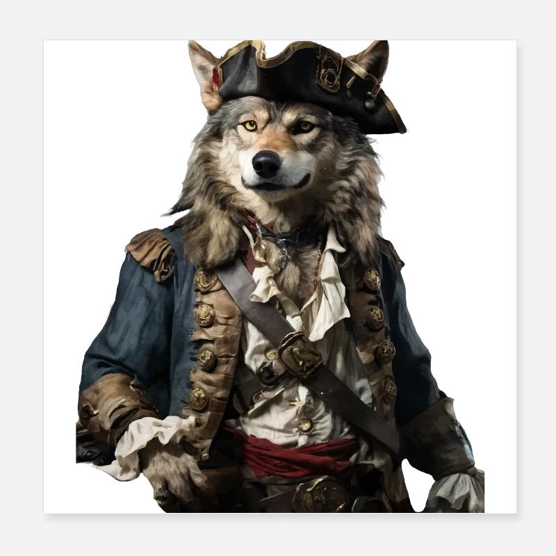 Pirate Wolf Poster 8" x 8" (20x20 cm)