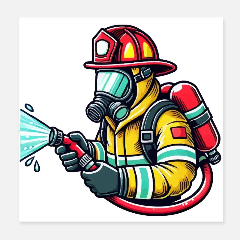feuerwehr Poster 20x20 cm