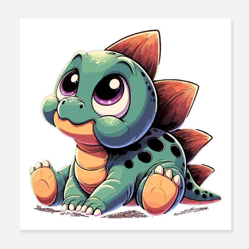 Stegosaurus Baby Dino Babydino Dinobaby Gift Poster 8" x 8" (20x20 cm)
