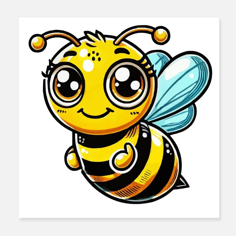 Bee Cartoon Comic Poster 8" x 8" (20x20 cm)