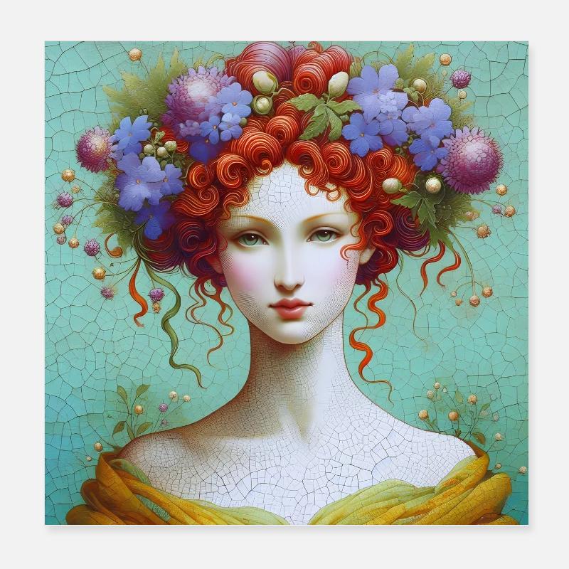Des fleurs violettes dans les cheveux Poster 20 x 20 cm