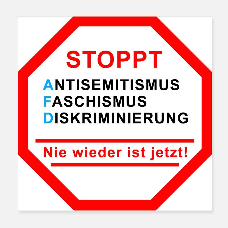 Stop sign against the right - Never again is now! Poster 8" x 8" (20x20 cm)