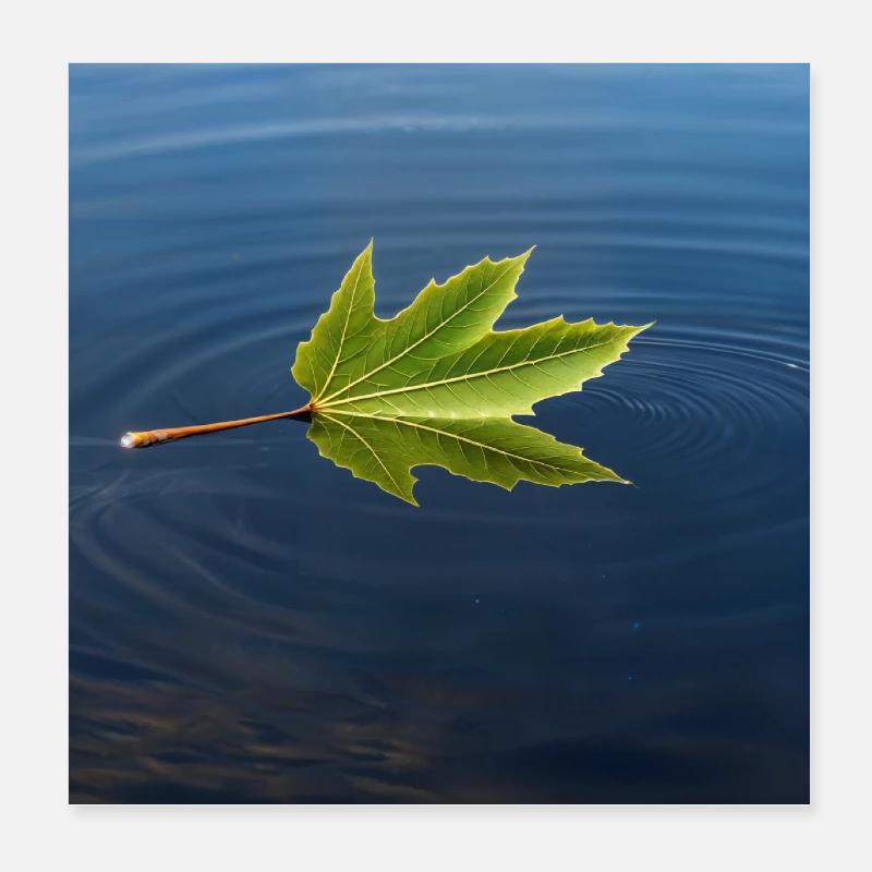 Leaf on the water Poster 8" x 8" (20x20 cm)