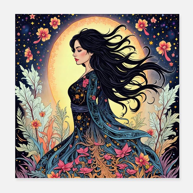 Femme dans le design abstrait Poster 20 x 20 cm