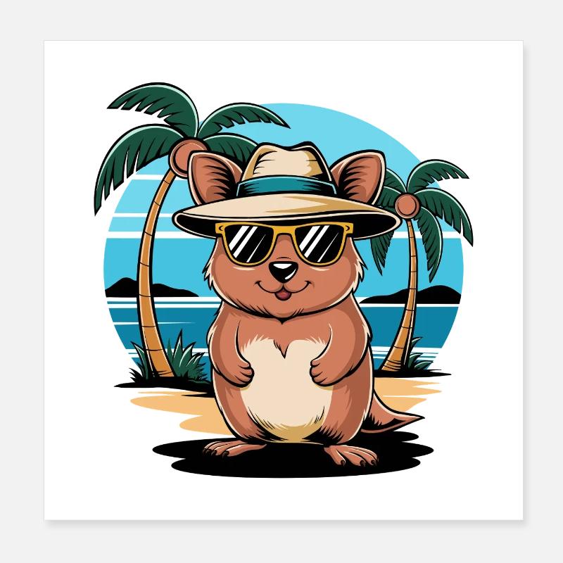 Beachy Quokka Vibes Poster 8" x 8" (20x20 cm)