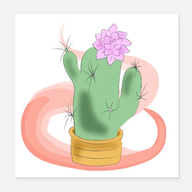 Cactus pot with pink flower Poster 8" x 8" (20x20 cm)