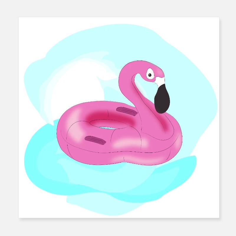 Pink pelican pool inflatable Poster 8" x 8" (20x20 cm)