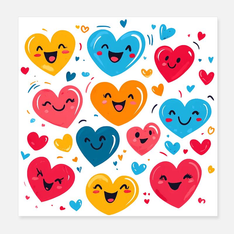 Coeurs Funny Faces Cadeau de la Saint-Valentin Poster 20 x 20 cm