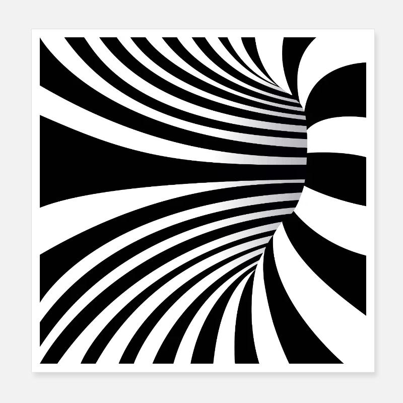 Hypnotic Black and White Art Poster 8" x 8" (20x20 cm)