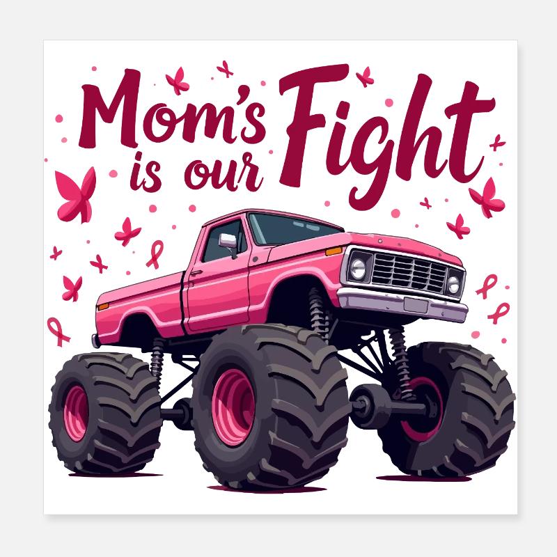 Mamas Kampf unser Kampf - Brustkrebs Bewusstsein Poster 20x20 cm