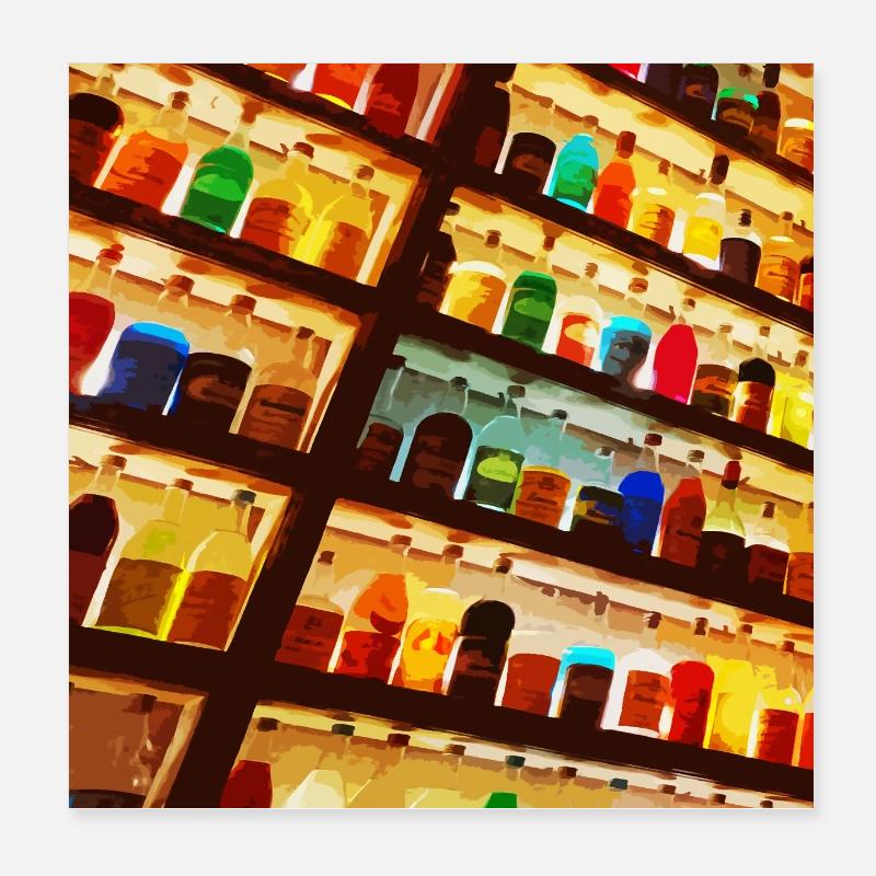 Bunte Flaschen Poster 20x20 cm