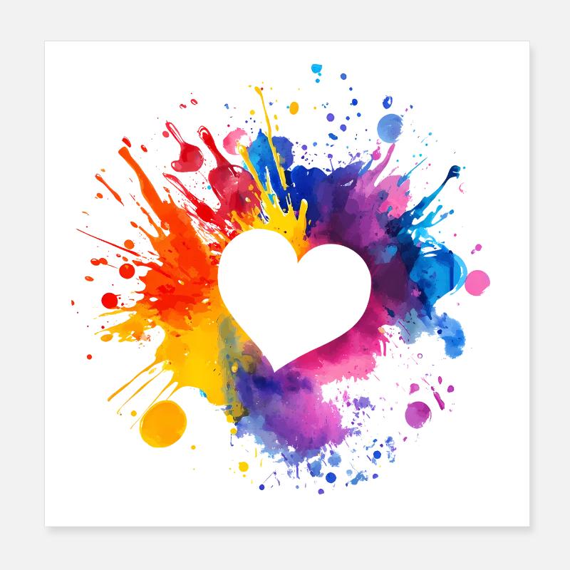 Buntes Herz Valentinstag Geschenk Poster 20x20 cm