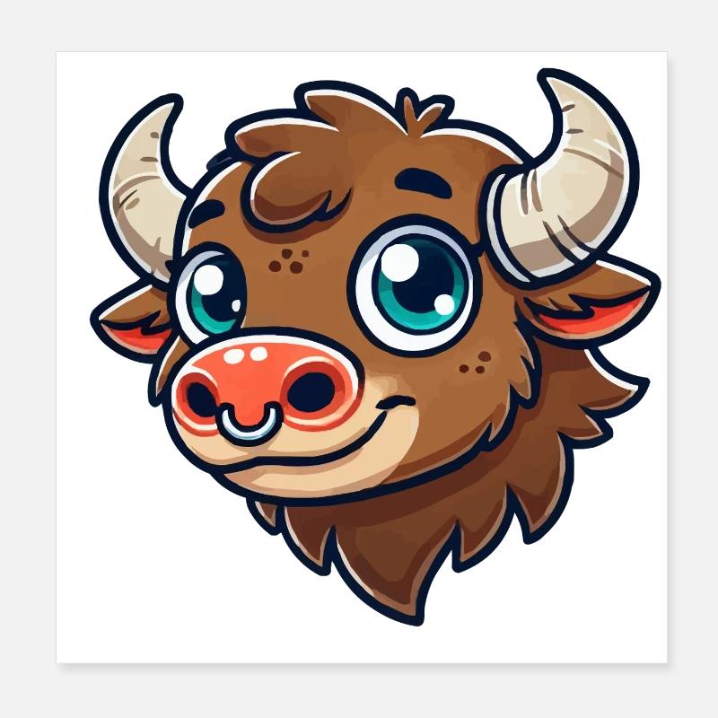 Bison mâle Poster 20 x 20 cm
