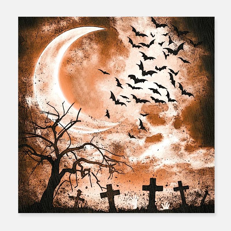 Bäume, fledermäuse, Friedhöfe, verregnet Poster 20x20 cm