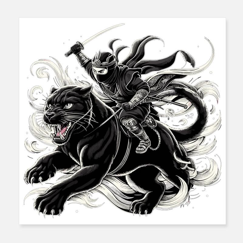 Ninja Jaguar Ninjato Gift Poster 8" x 8" (20x20 cm)