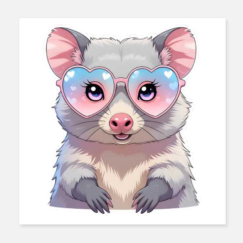 Opossum à lunettes Poster 20 x 20 cm